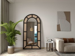 Hanah Home Espejo Cheval Latice Negro